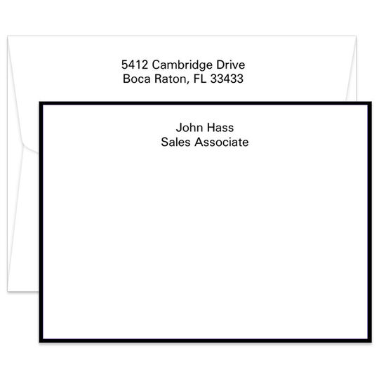 Triple Thick Modern Bordered Flat Note Cards - Raised Ink